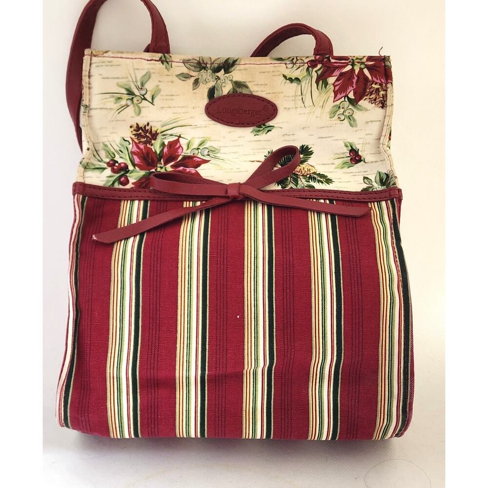PURSE/SMALL TOTE-LONGABERGER-Red Green-Holiday Colors-Snap Closure